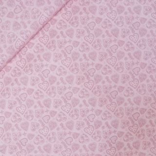 Baumwolle - Popeline - ausgemalte Herzchen - rosa