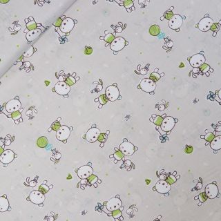 Baumwolle - Popeline - Hasenfamilie - beige