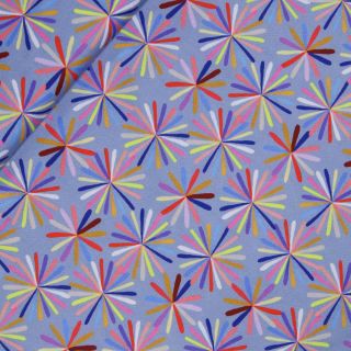 Patchwork - Baumwolle - moderne Blume - hellblau