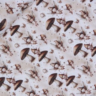 Baumwolljersey - 3D - kleines Zauberwesen - beige - braun