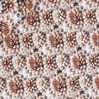 French Terry - 3D - Herbstblume - braun - natur