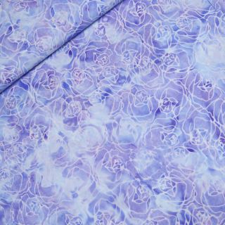 Patchwork - Baumwolle - handgebatikt  - Blumenornament - flieder
