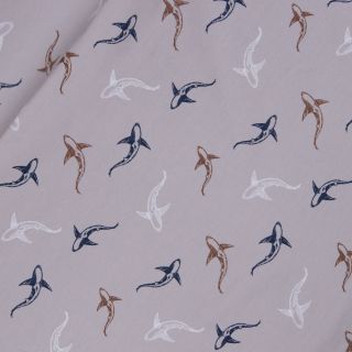 Baumwolljersey - kleine Haie - beige