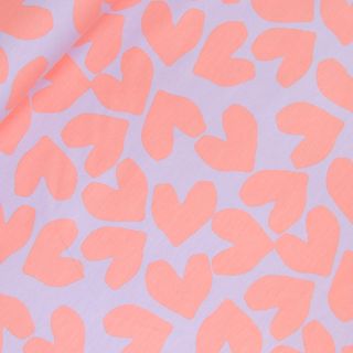 French Terry - Sommersweat - Herzklopfen - apricot - flieder