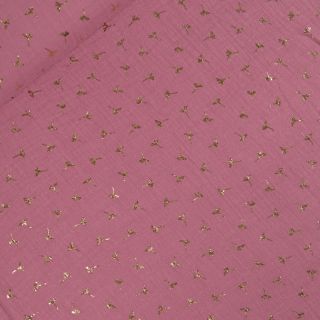 Baumwoll - Musselin - Gauze - goldene Pusteblumen - altrose
