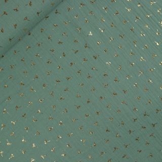 Baumwoll - Musselin - Gauze - goldene Pusteblume - mint