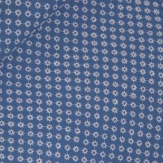 Baumwoll - Musselin - Stickerei - blau