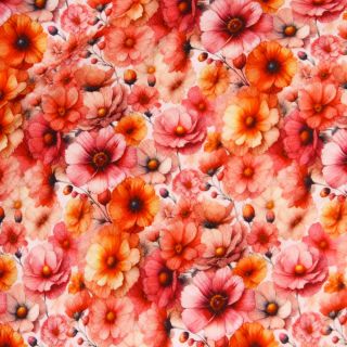 Baumwoll - Musselin - schöne Blüten  - orange