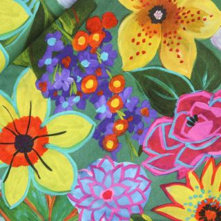 Viskose - tropische Blumen - grün
