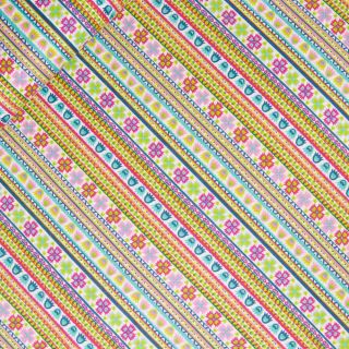 Baumwolle - Popeline - Streifenblüte  - grün - bunt