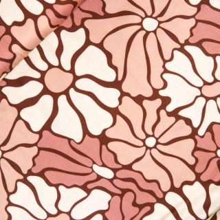 Viskose - großflächiges Blumenmotiv - rose - beige