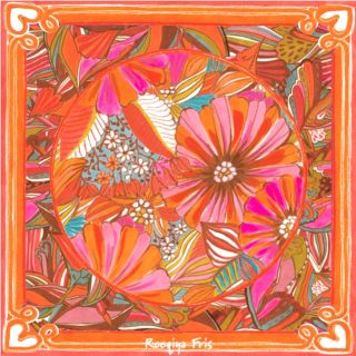 Viskose - Panel Pareo- Sommerblumen - orange - pink