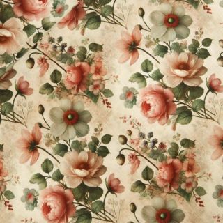 Leinen - Viskose - Zarte Blütenpracht - grün - beige