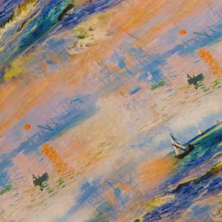 Viskose - Küstenpoesie - beige - blau 