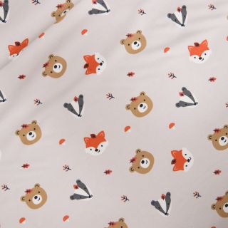 Baumwolljersey - Tierischer Spaß - beige