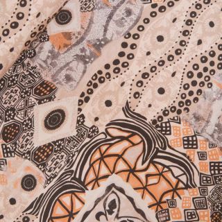 Baumwolljersey - Oranger Rhythmus - orange - braun