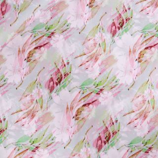 Baumwolljersey - Fantasieblume - rosa - grün