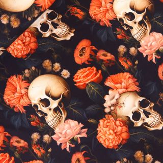 French Terry - Gothic Garden - schwarz 