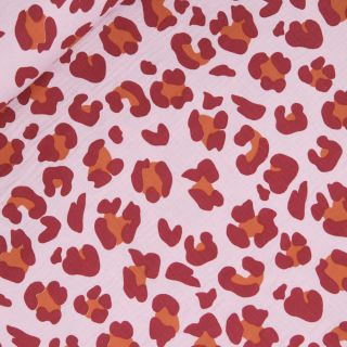 Baumwoll - Musselin - Leo - rosa - rot 