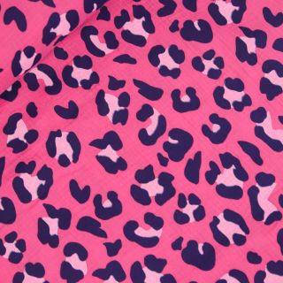 Baumwoll - Musselin - Leo - pink - blau