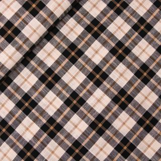 Baumwolle - Karo - beige - schwarz