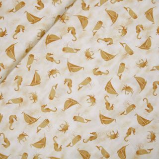 Patchwork - Baumwolle - Meeresbewohner - sand