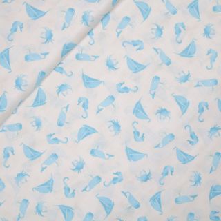 Patchwork - Baumwolle - Meeresbewohner - blau