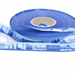 Webband - Skyline Hamburg mit Elbphilharmonie - hellblau/blau