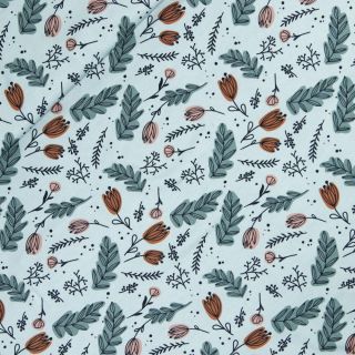 Baumwolljersey - Scandi - Blumen - türkis