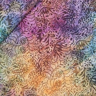 Baumwolle - Batik - Blüten - Farbverlauf - bunt