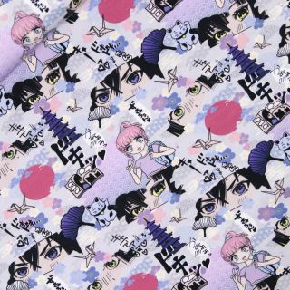 Baumwolljersey - Manga - lila - flieder