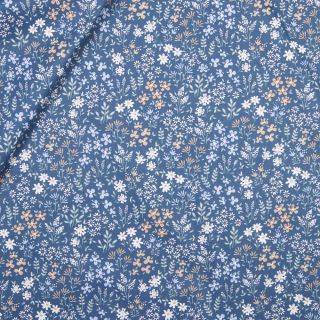 Baumwolle - beschichtet - Blumenmix - hellblau