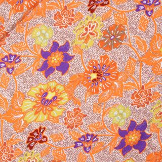 Baumwolljersey - Flower Power - orange - gelb