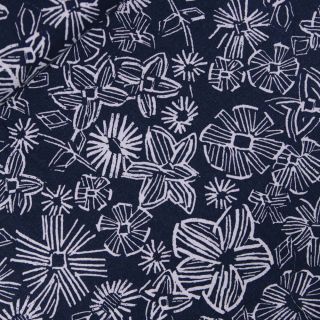 Viskose - Leinen - Flower - blau