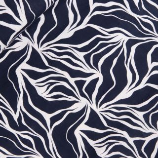 Baumwoll - Musselin - Indigo Blätter - blau 
