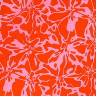Baumwoll - Musselin - Blumenpracht - orange 