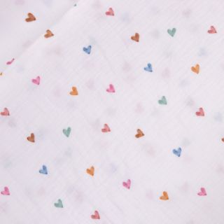 Baumwoll - Musselin - bunte Herzen