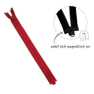 Reißverschluss - magnetisch - ZIPPLY  - 40cm - teilbar - rot 