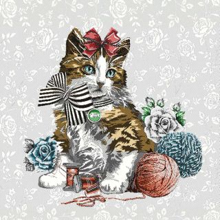 Jacquard Panel - Sweet-Kitty - grau