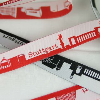 Webband - Skyline Stuttgart - rot/weiß