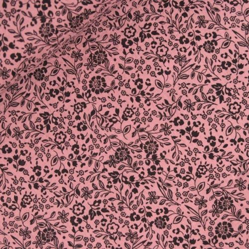 Musselin - Premium Basic - Blümchen - altrosa - schwarz