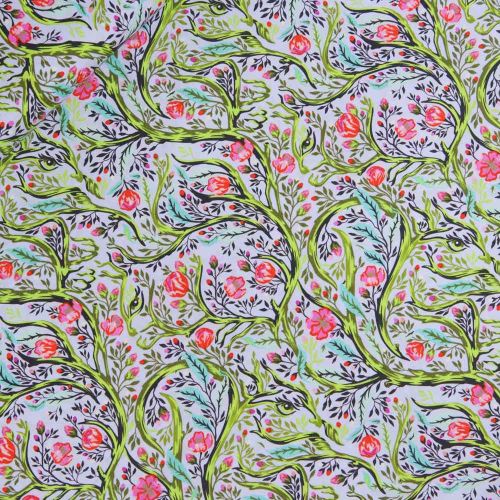 Patchwork - Baumwolle- Tula Pink - Full Moon Forrest - Branch Manager - hellblau
