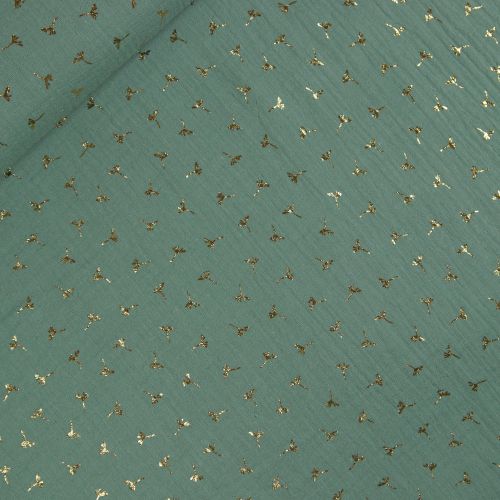 Baumwoll - Musselin - Gauze - goldene Pusteblume - mint