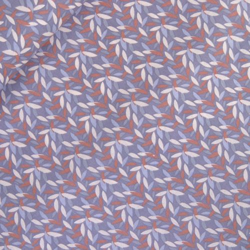 Baumwolle - Blattmosaik - grau- hellblau - beige