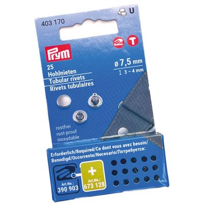 Prym - 25 Hohlnieten - Ø7,5 mm / Stärke 3-4mm- Vario Creative Tool